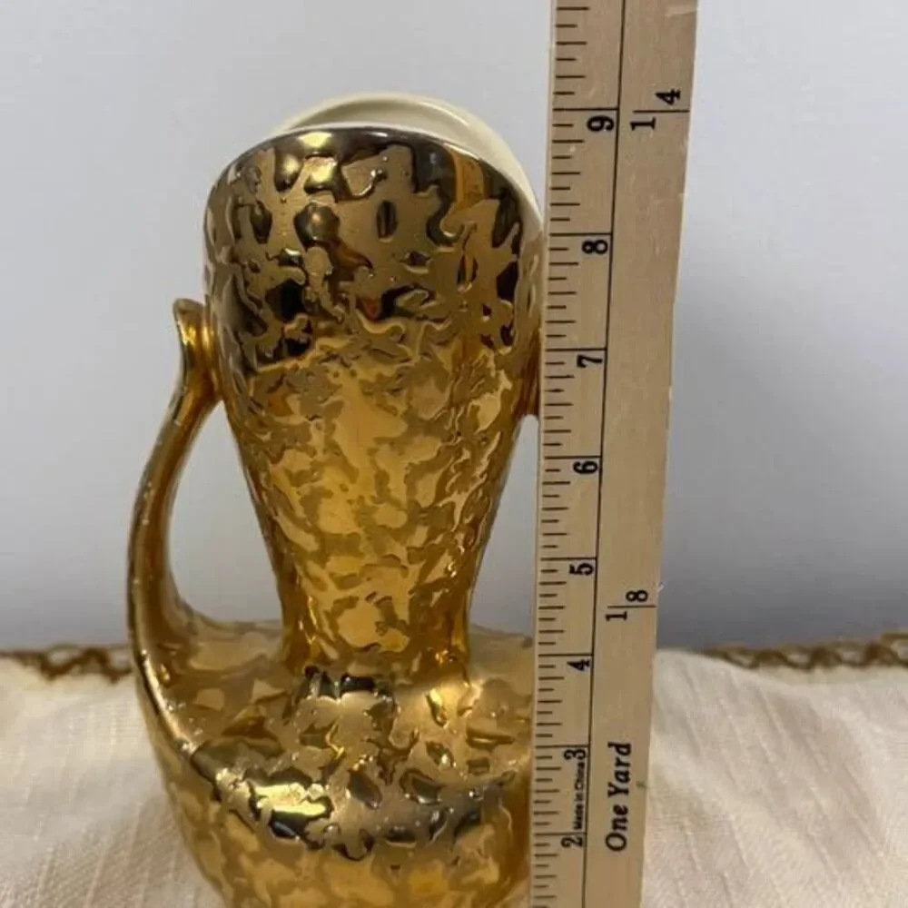 Vintage Gold Weeping Glaze Ceramic Double Handle Vase